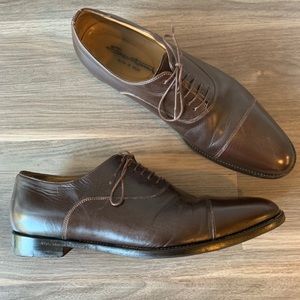 Santoni Mens Brown Oxford Dress Shoes Size 9.5 D